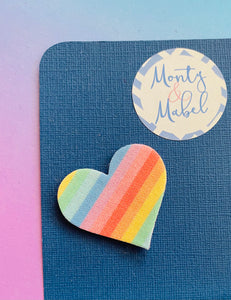 Sale: Pastel Rainbow Stripes Heart Fringe Clip