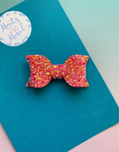 Sale: Coral Pink Glitter Small Bow