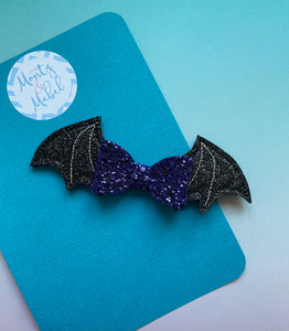Sale: Bat Wings with Dark Purple Glitter Bow
