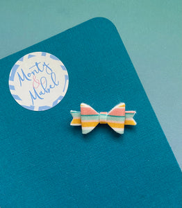 Sale: Melon Stripe Diddy Bow Fringe Clip