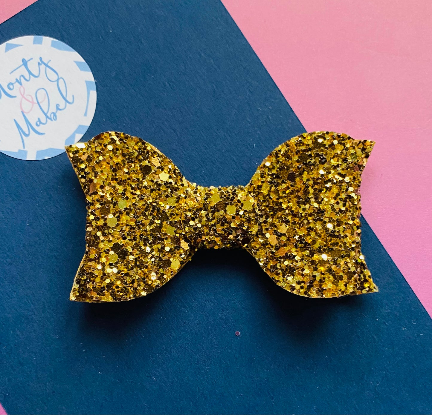 Sale: Dark Gold Glitter Medium Bow