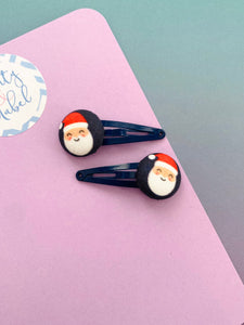 Sale: Navy Santa Tiny Clips (Pair)