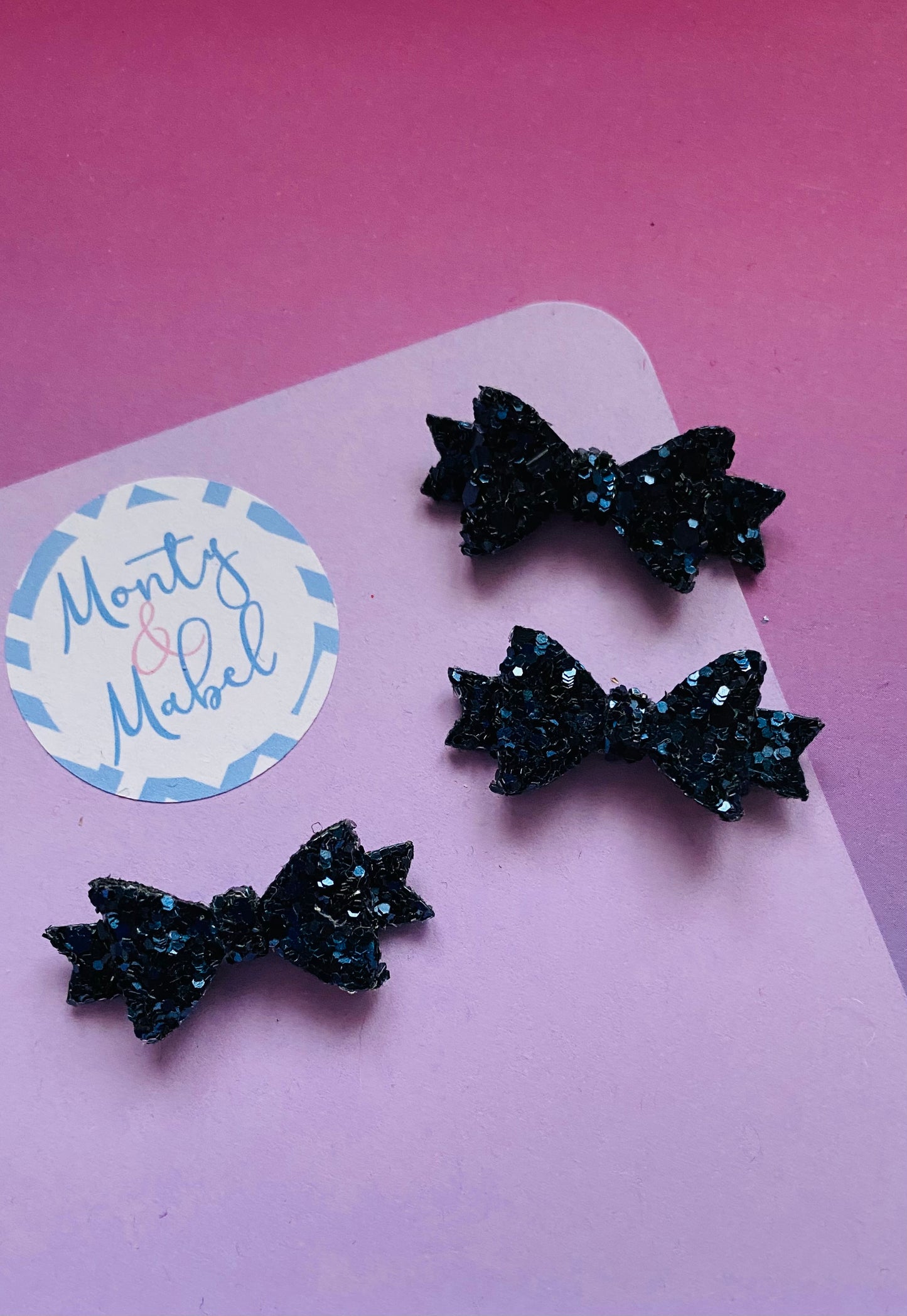 Sale: Navy Glitter Diddy Bow Fringe Clip