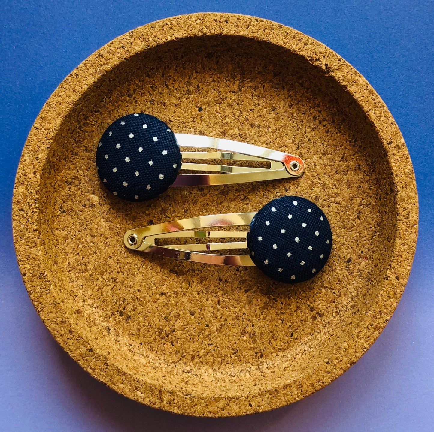 Navy & Silver Polka Dot