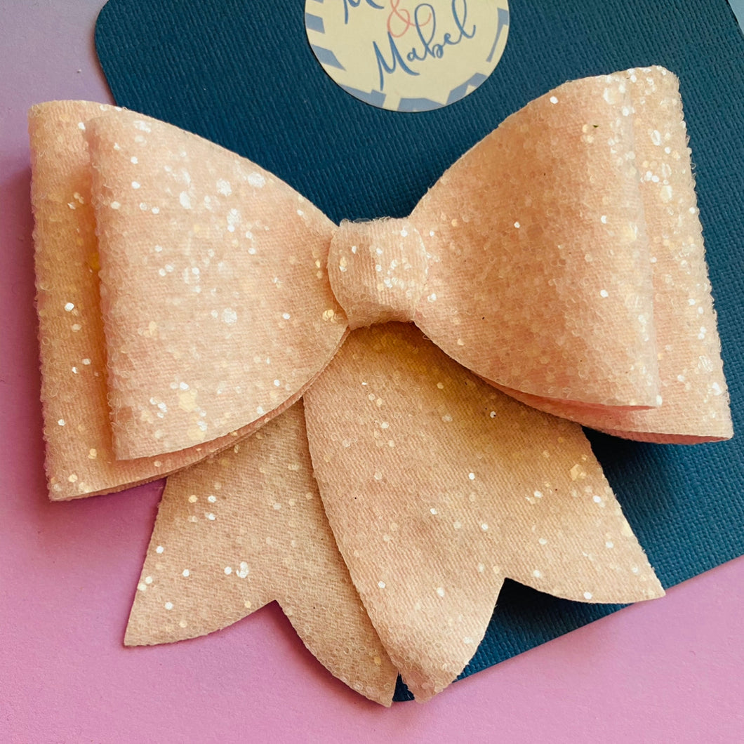 Sale: Pale Pink French Glitter Bow