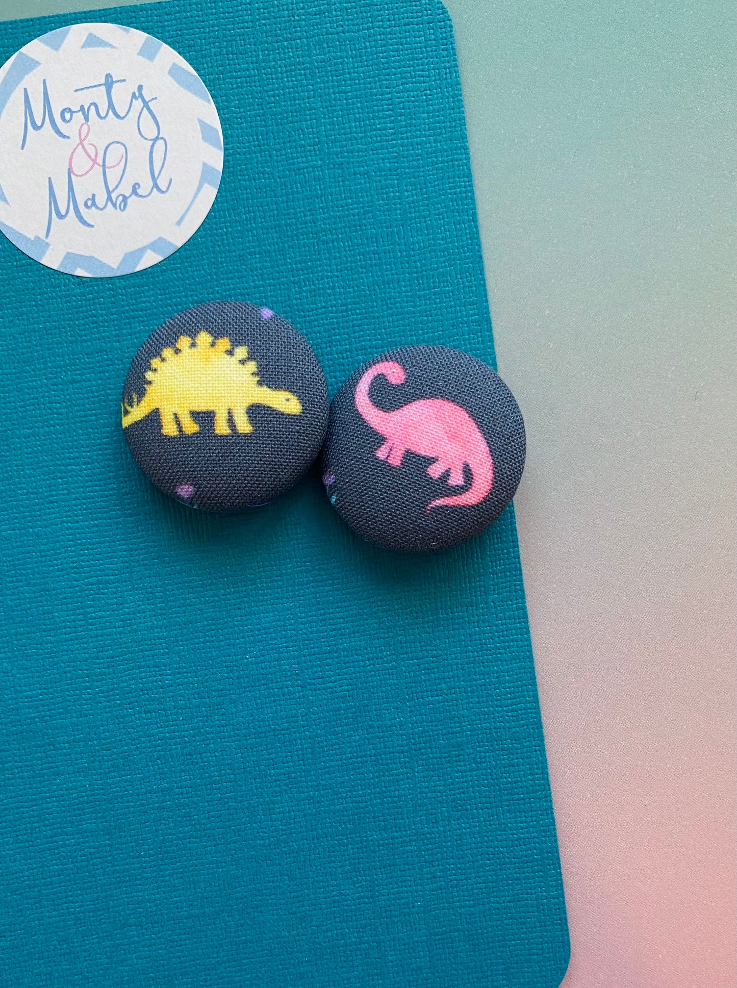 Sale: Navy/Pastel Dinosaurs Small Bobbles (Pair)