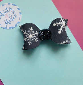 Sale: Navy Snowflake & Navy Glitter Small Bow