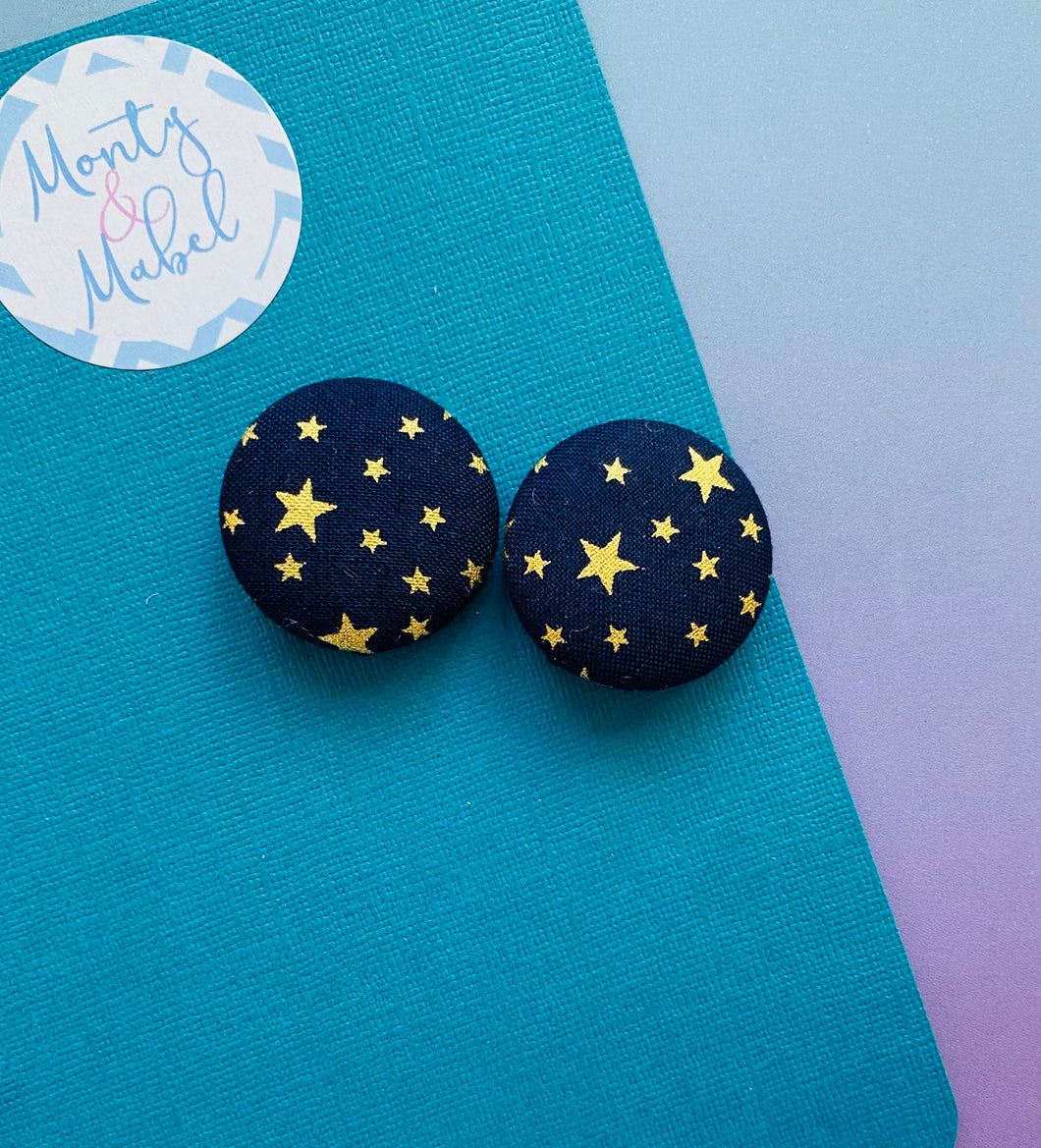 Sale: Navy/Gold Stars Small Bobbles (Pair)
