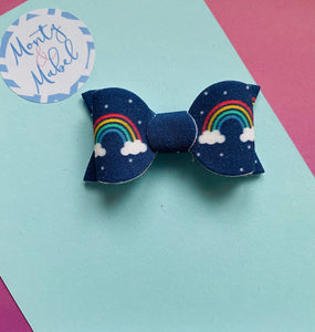 Sale: Navy Polka Rainbow Small Bow