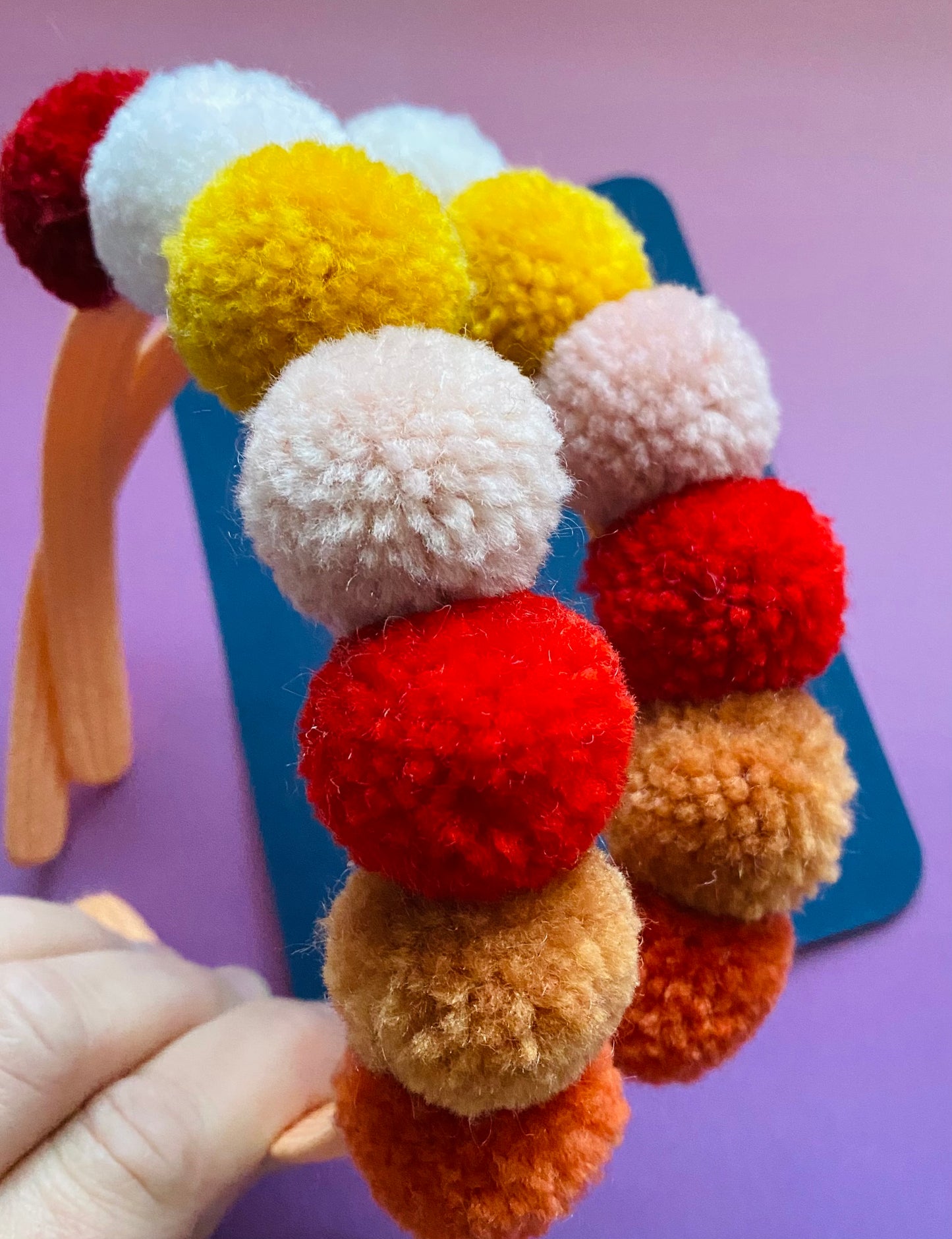 Sale: Autumnal Coloured Pom Pom Headband