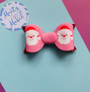 Sale: Pink Santa & Red Glitter Small Bow