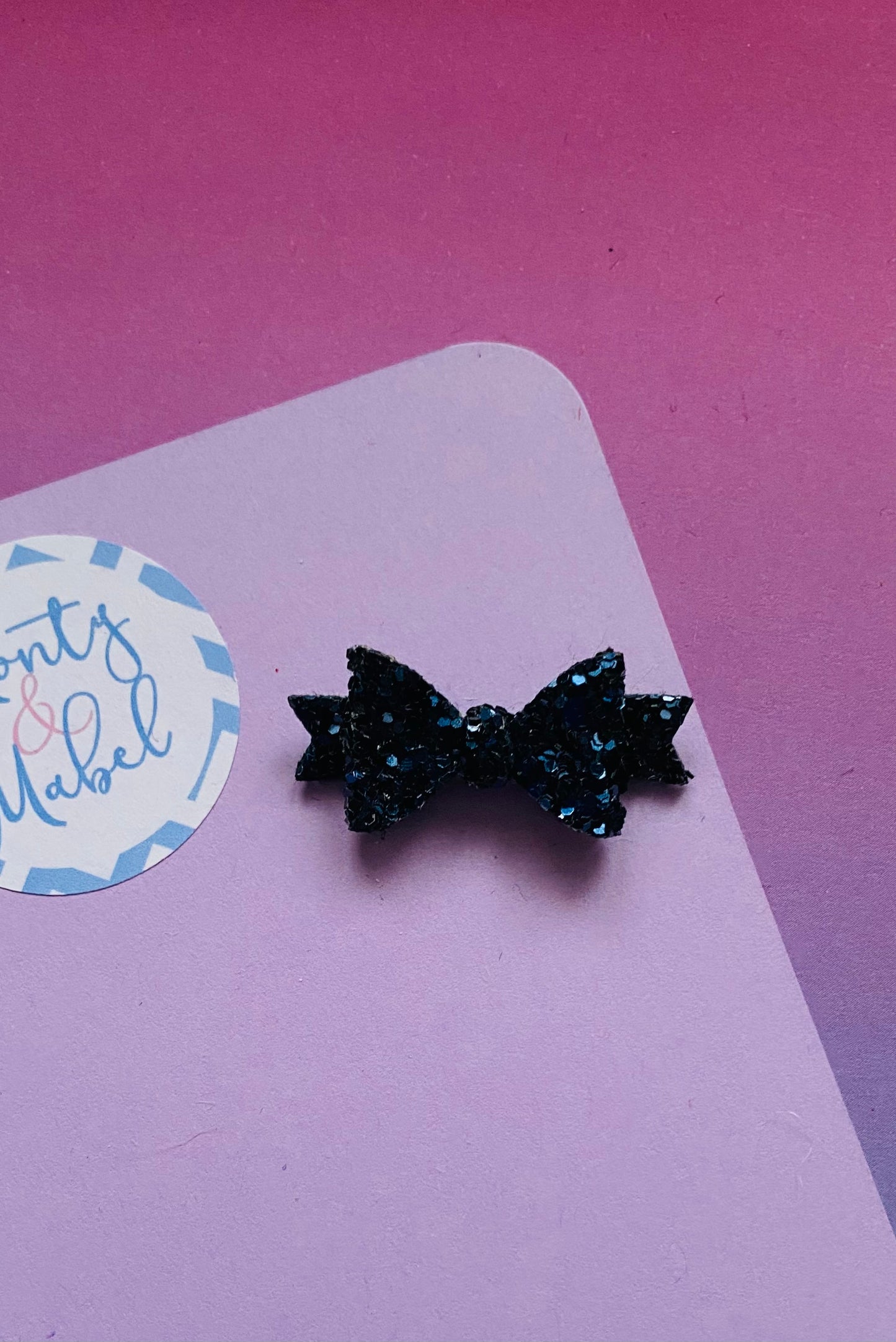 Sale: Navy Glitter Diddy Bow Fringe Clip