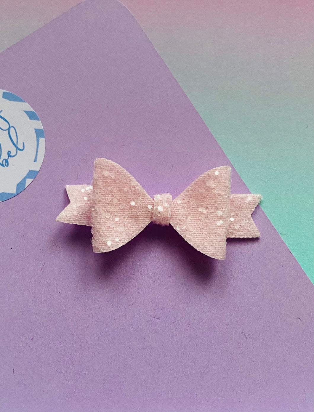 Sale: Pale Pink Glitter Extra Small Bow