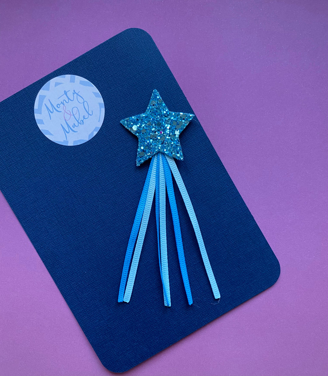 Sale: Blue Long Ribbon Glitter Star Fringe Clip