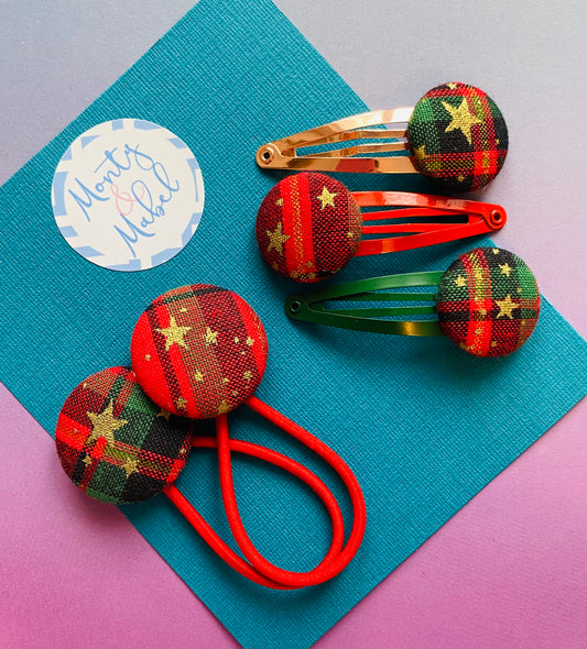 Red Tartan with Gold Stars