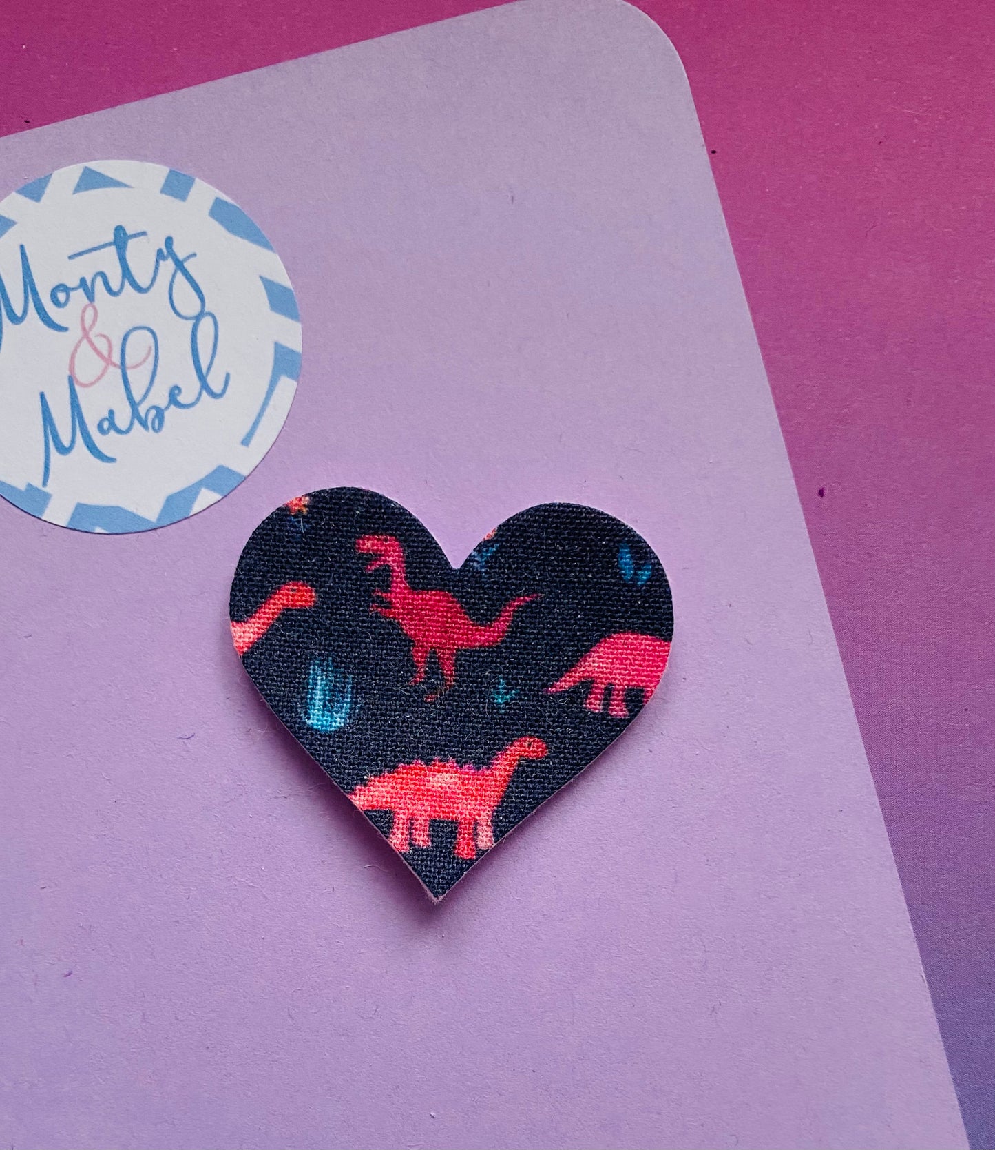 Sale: Navy Dinosaurs Heart Fringe Clip