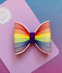 Embroidered Bright Rainbow Stitched Bow