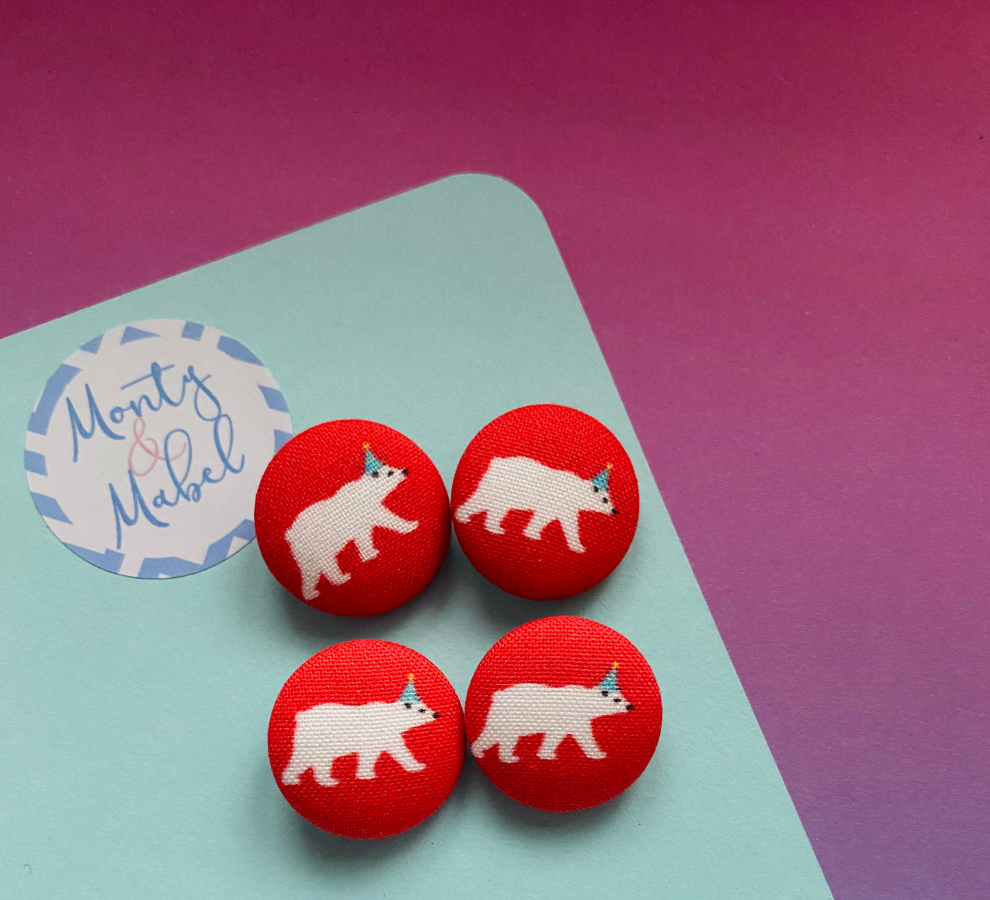 Sale: Red Polar Bear Tiny Bobbles (Pair)