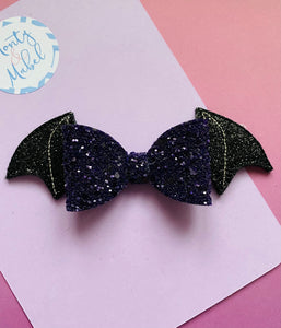 Sale: Bat Wings with Dark Purple Glitter Bow