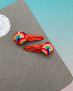 Sale: Red Rainbows Tiny Clips (Pair)