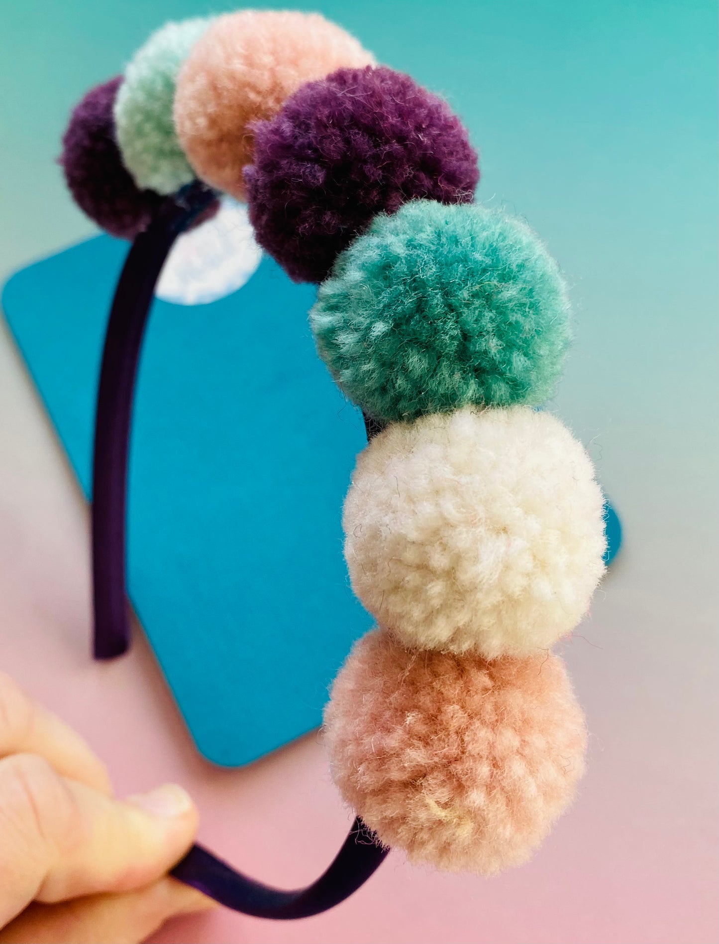 Sale: Purple Mix Pom Pom Headband